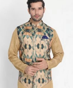 VASTRAMAY Men's Multicolor Silk Blend Ethnic Jacket