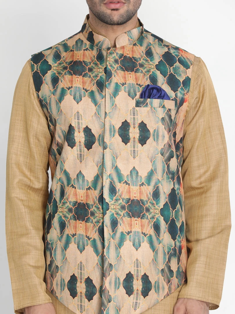 VASTRAMAY Men's Multicolor Silk Blend Ethnic Jacket 5 VASTRAMAY Men's Multicolor Silk Blend Ethnic Jacket