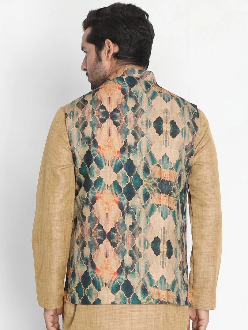 VASTRAMAY Men's Multicolor Silk Blend Ethnic Jacket 6 VASTRAMAY Men's Multicolor Silk Blend Ethnic Jacket