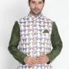 VASTRAMAY Men's Multicolor Silk Blend Ethnic Jacket