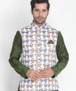 VASTRAMAY Men's Multicolor Silk Blend Ethnic Jacket