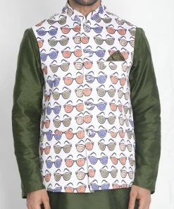 VASTRAMAY Men's Multicolor Silk Blend Ethnic Jacket