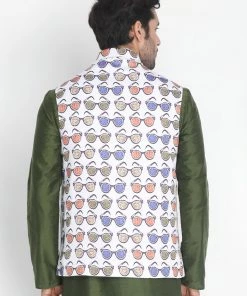 VASTRAMAY Men's Multicolor Silk Blend Ethnic Jacket