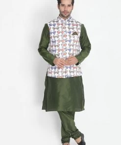 VASTRAMAY Men's Multicolor Silk Blend Ethnic Jacket