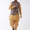 Buy 1 Get 1 VASTRAMAY Men's Cotton Blend Ethnic Jacket With Rose Gold Silk Blend Kurta And Dhoti Pant