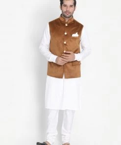 VASTRAMAY Men's Brown Velvet Ethnic Jacket 12 VASTRAMAY Men's Brown Velvet Ethnic Jacket