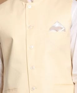 Kurta Sets VASTRAMAY Men's White Cotton Kurta, Solid Royal Nehru Jacket And Pyjama Set 11 Kurta Sets VASTRAMAY Men's White Cotton Kurta, Solid Royal Nehru Jacket And Pyjama Set