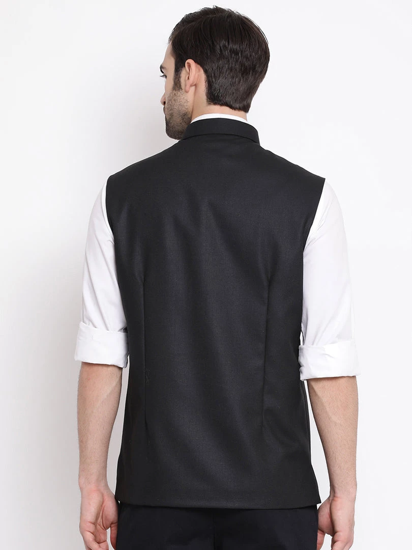 Vastramay Baap Beta Cotton Blend Black Jacket 5 Vastramay Baap Beta Cotton Blend Black Jacket