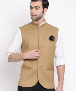 Vastramay Baap Beta Cotton Blend Chiku Jacket
