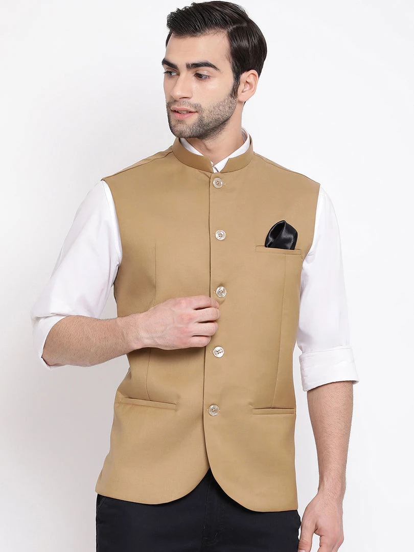 Vastramay Baap Beta Cotton Blend Chiku Jacket 4 Vastramay Baap Beta Cotton Blend Chiku Jacket