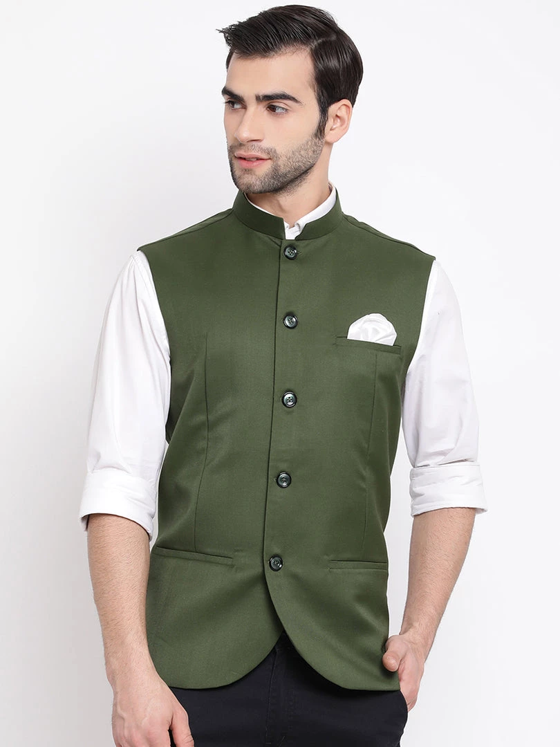 Vastramay Baap Beta Cotton Blend Green Jacket 4 Vastramay Baap Beta Cotton Blend Green Jacket