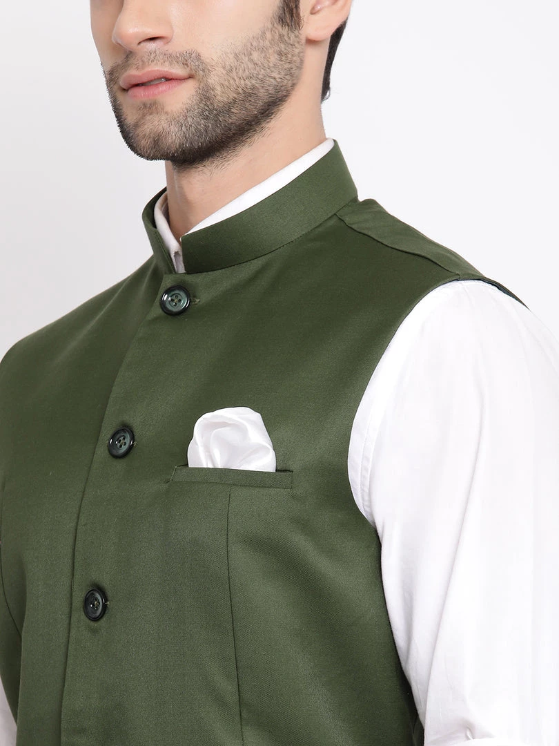 Vastramay Baap Beta Cotton Blend Green Jacket 6 Vastramay Baap Beta Cotton Blend Green Jacket