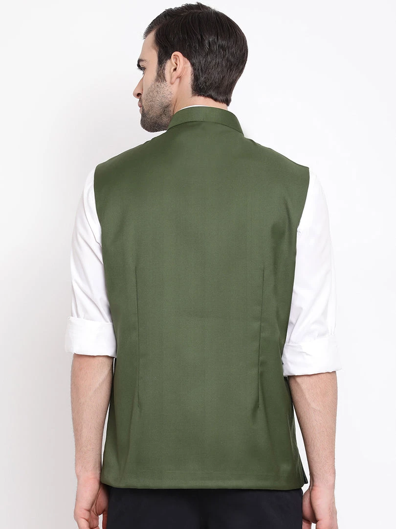 Vastramay Baap Beta Cotton Blend Green Jacket 5 Vastramay Baap Beta Cotton Blend Green Jacket