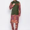 Vastramay Green Twill Jacket, Printed Kurta And Pyjama Set Kurta Sets 2 Vastramay Green Twill Jacket, Printed Kurta And Pyjama Set Kurta Sets