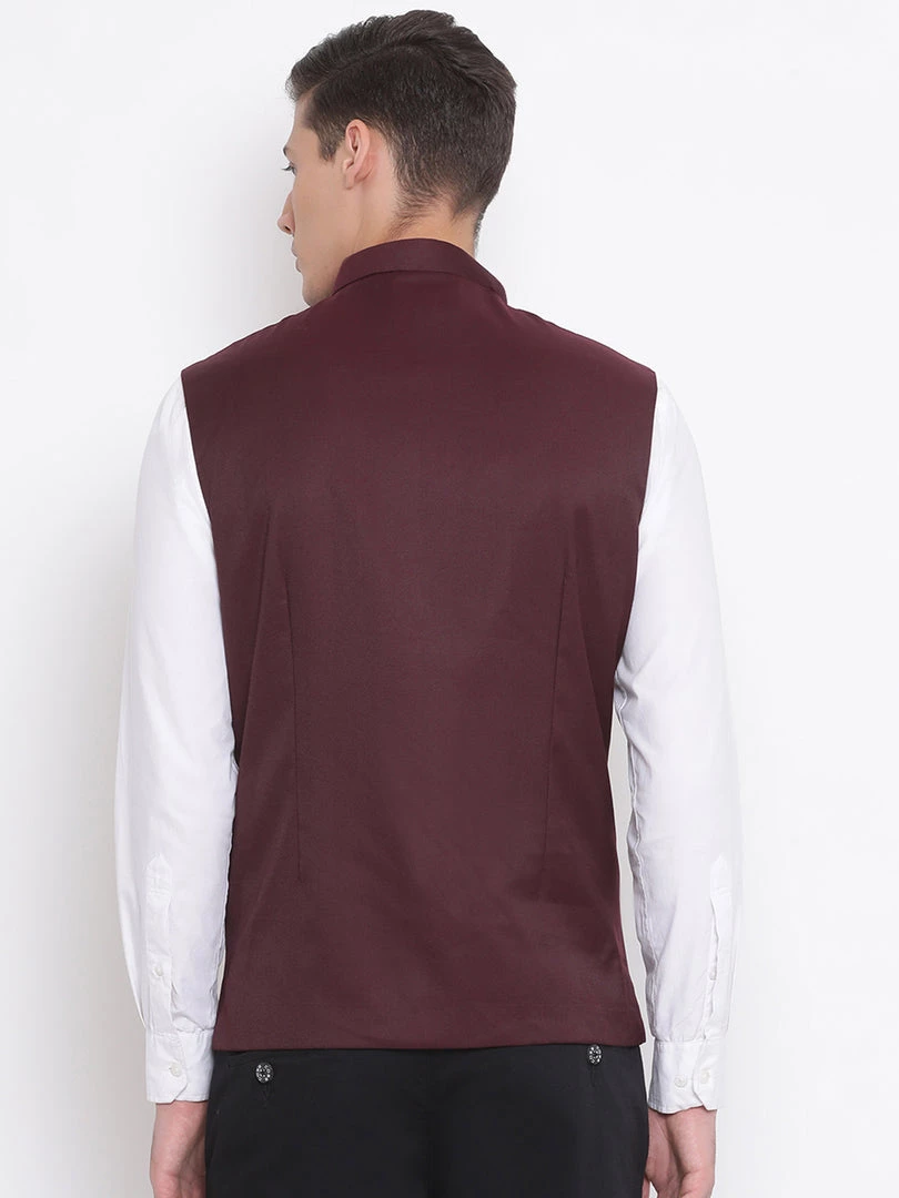 Vastramay Baap Beta Cotton Blend Maroon Jacket 5 Vastramay Baap Beta Cotton Blend Maroon Jacket