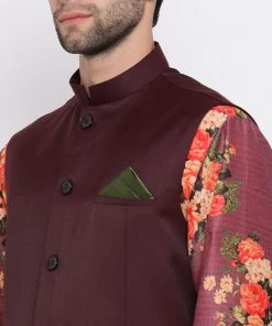 Vastramay Multicolored-Base-Purple Baap Beta Jacket Kurta Pyjama Set 19 Vastramay Multicolored-Base-Purple Baap Beta Jacket Kurta Pyjama Set