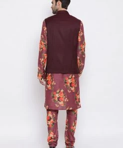 Vastramay Multicolored-Base-Purple Baap Beta Jacket Kurta Pyjama Set 16 Vastramay Multicolored-Base-Purple Baap Beta Jacket Kurta Pyjama Set