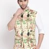 VASTRAMAY Men's Green Digital Printed Royal Nehru Jacket