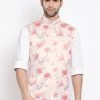 Vastramay Men's Peach Silk Blend Nehru Jacket