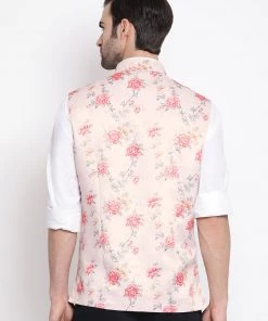 Vastramay Multicolor-Base-Peach Floral Printed Baap Beta Ethnic Jacket Set 13 Vastramay Multicolor-Base-Peach Floral Printed Baap Beta Ethnic Jacket Set