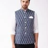 VASTRAMAY Men's Multicolor -Base-Grey Cotton Blend Nehru Jacket 2 VASTRAMAY Men's Multicolor -Base-Grey Cotton Blend Nehru Jacket