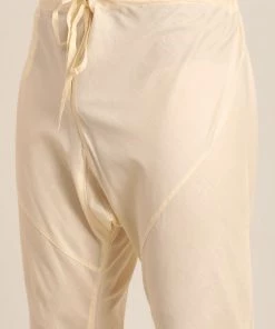 Vastramay Men's Pink Mirror Work Jacket And Cream Kurta Pyjama Set