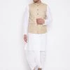 Kurta Sets Vastramay Men's Beige And White Cotton Blend Jacket, Kurta And Dhoti Set 2 Kurta Sets Vastramay Men's Beige And White Cotton Blend Jacket, Kurta And Dhoti Set