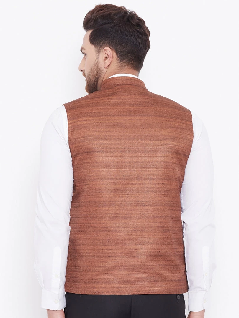 Vastramay Coffee Brown Baap Beta Ethnic Jacket Set 5 Vastramay Coffee Brown Baap Beta Ethnic Jacket Set