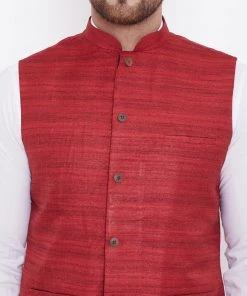 Vastramay Maroon Baap Beta Ethnic Jacket Set