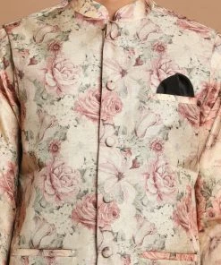 Rakhi VASTRAMAY Men's Beige Color Printed Jacket 11 Rakhi VASTRAMAY Men's Beige Color Printed Jacket