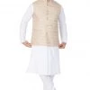 Vastramay Jacket Kurta Sets Men's White Cotton Blend Kurta, Ethnic Jacket And Pyjama Set