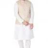 Vastramay Jacket Kurta Sets Men's White Cotton Silk Blend Kurta, Ethnic Jacket And Pyjama Set