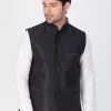 VASTRAMAY Men's Black Cotton Silk Blend Ethnic Jacket Buy 1 Get 1