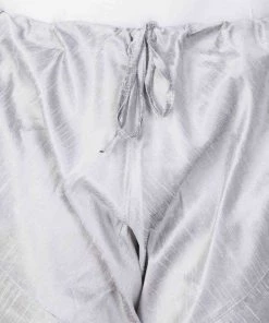 Vastramay Men's Grey Cotton Silk Blend Kurta, Ethnic Jacket And Pyjama Set