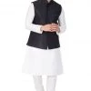 Vastramay Men's White Cotton Silk Blend Kurta, Ethnic Jacket And Pyjama Set Jacket Kurta Sets