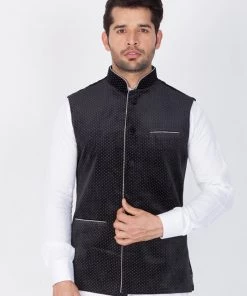 Vastramay Velvet Black Baap Beta Ethnic Jacket