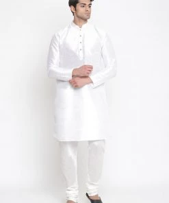 Vastramay Men's Silk Blend Kurta And Pyjama With Black Polka Nehru Jacket 14 Vastramay Men's Silk Blend Kurta And Pyjama With Black Polka Nehru Jacket