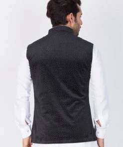 Vastramay Velvet Black Baap Beta Ethnic Jacket