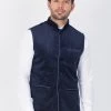 Vastramay Men's Blue Velvet Ethnic Jacket
