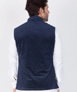 Vastramay Velvet Navy Blue Baap Beta Ethnic Jacket