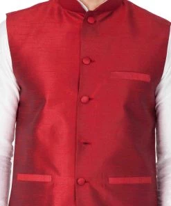 Vastramay Men's White Cotton Silk Blend Kurta, Ethnic Jacket And Pyjama Set 10 Vastramay Men's White Cotton Silk Blend Kurta, Ethnic Jacket And Pyjama Set