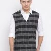 Vastramay Men's Black Pure Cotton Nehru Jacket