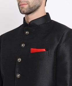 Bandhgala/Jodhpuri Vastramay Men's Black Silk Blend Jodhpuri 11 Bandhgala/Jodhpuri Vastramay Men's Black Silk Blend Jodhpuri