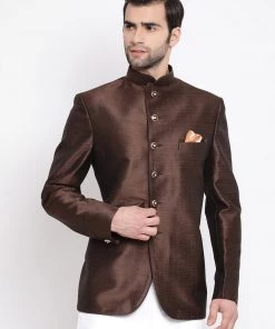 VASTRAMAY Men's Coffee Silk Blend Jodhpuri