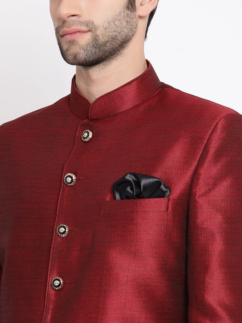 VASTRAMAY Men's Maroon Silk Blend Jodhpuri 6 VASTRAMAY Men's Maroon Silk Blend Jodhpuri