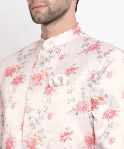 Vastramay Multicolor-Base-Peach Baap Beta Jodhpuri Set Jacket