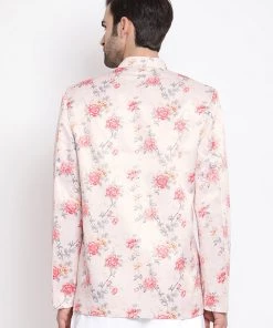 Bandhgala/Jodhpuri VASTRAMAY Men's Peach Silk Blend Jodhpuri