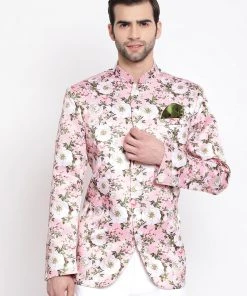Vastramay Multicolor-Base-Pink Baap Beta Jodhpuri Set Jacket