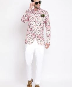 Vastramay Multicolor-Base-Pink Baap Beta Jodhpuri Set Jacket