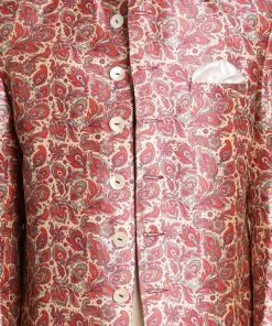 VASTRAMAY Men's Pink Silk Blend Lavanya Print Jodhpuri With Cream Viscose Rayon Kurta Pyjama Set Rakhi